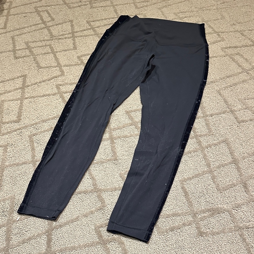 Lululemon Black Leggings with Velvet Side Stripe